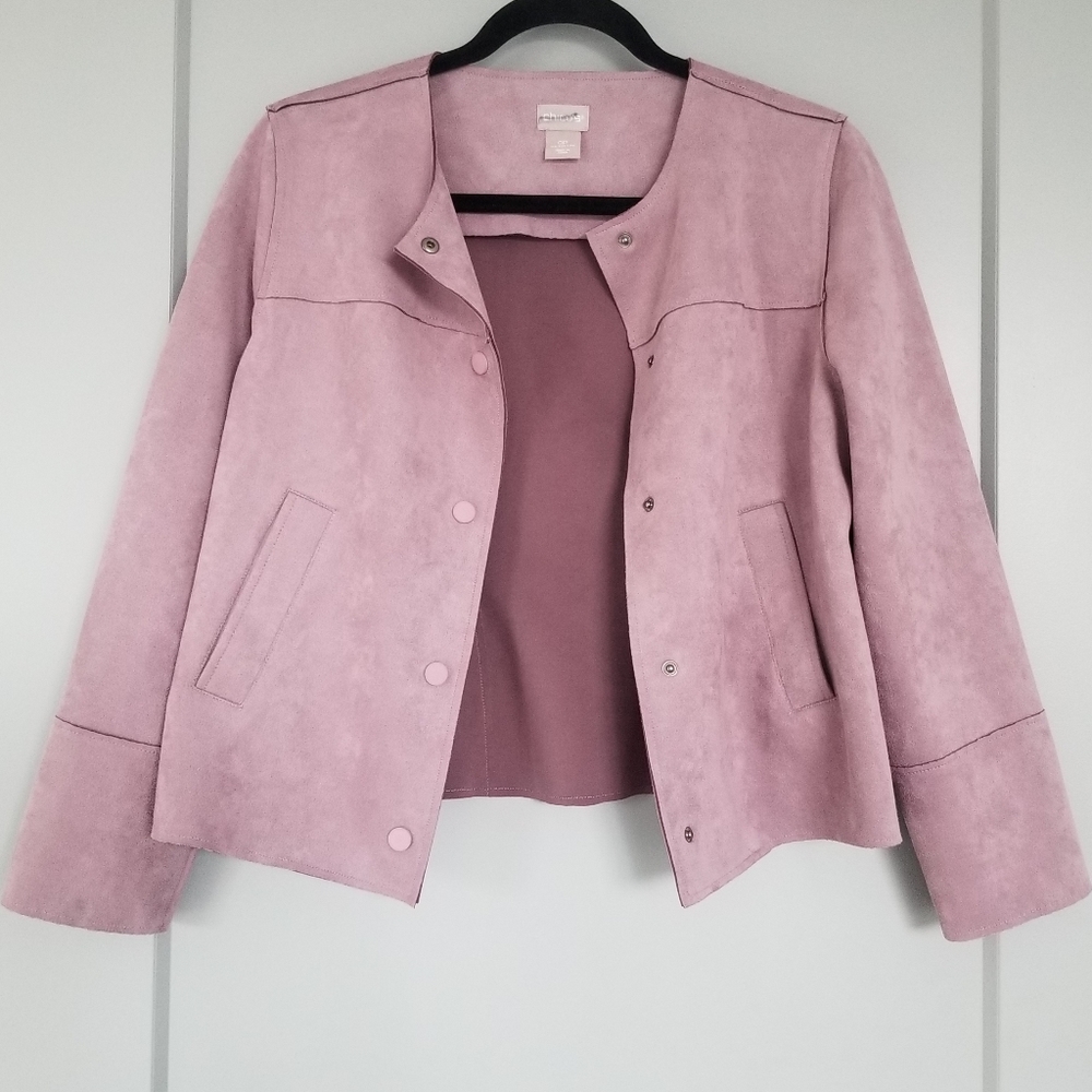 Chico's Purple Faux Suede Jacket Size 0P U.S. Size 4/6P - Picture 2 of 10